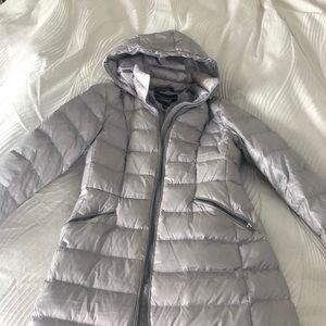 Lands End puffer coat. Silver. Extra small, tall.